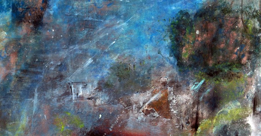 Toile d'Antonio Mahy, paysage bleu